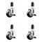 Service Caster 3 Inch 316SS Black Poly Swivel 1-5/8 Inch Expanding Stem Caster Set Brake SCC SCC-SS316EX20S314-PPUB-BLK-TLB-158-4 - alternate 1